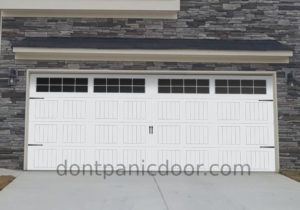 A rendering of what a Doorlink 431 with Stockton windows and spear hardware would look like on a sample home New garage door estimate